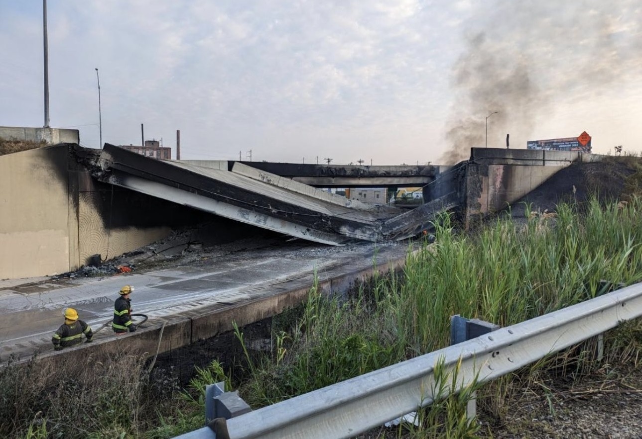 A bridge on I 95 in Philadelphia collapsed after a truck fire