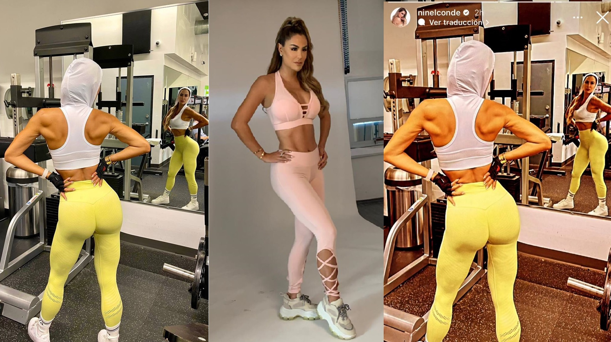 In tight yellow leggings Ninel Conde shows off her rear from the gym - Gossibox.com