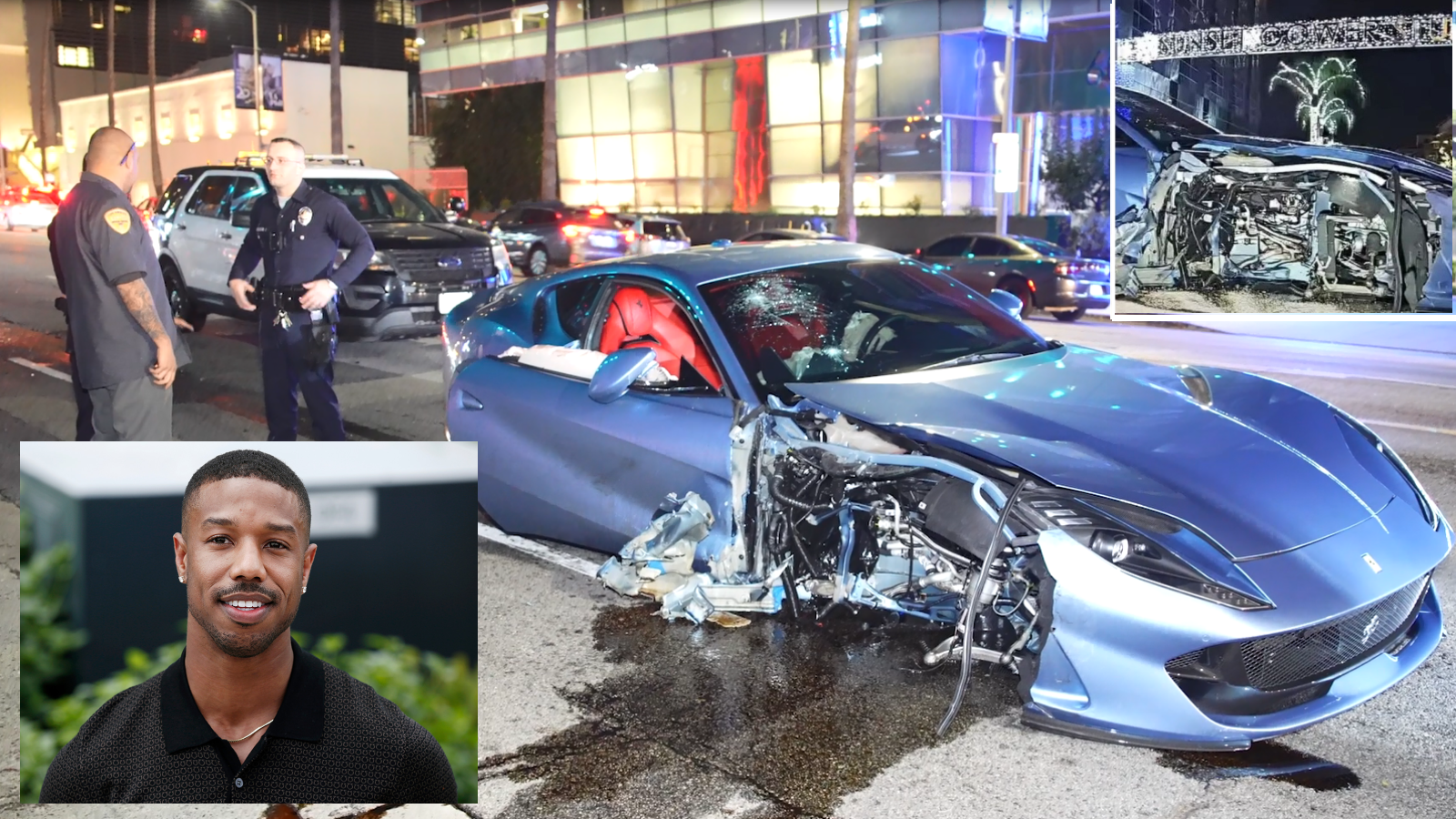 Michael B Jordan suffers an accident in Hollywood in his Ferrari  - Gossibox.com