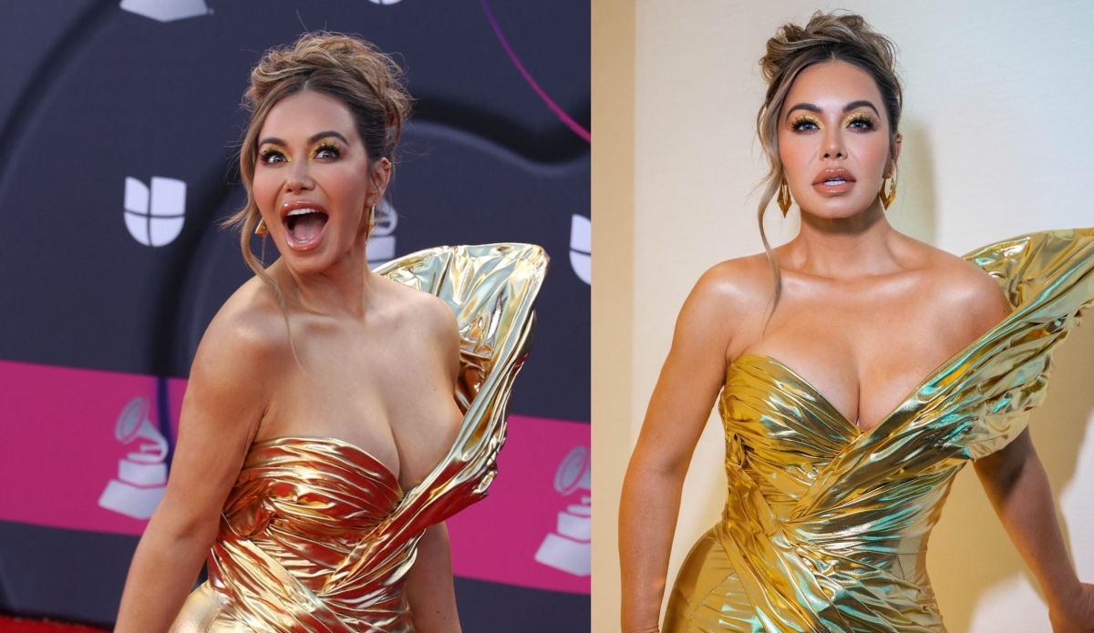 Chiquis Rivera shines in gold and sings with Banda los Recoditos at the Latin Grammy