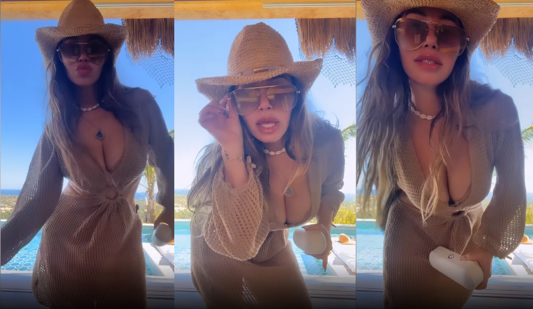Chiquis Rivera dances by the pool in a fishnet minidress