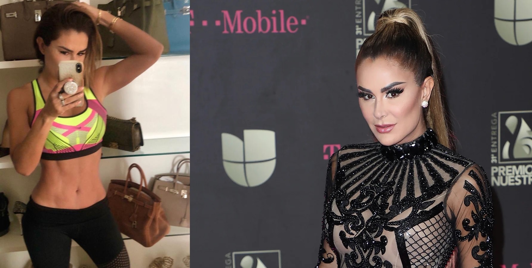 Ninel Conde reveals the muscles of her abdomen