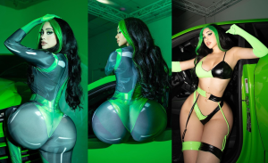 Jailyne Ojeda shows off her curves in a latex jumpsuit that left little to the imagination