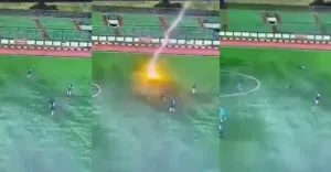 A soccer player died after being struck by lightning in the middle of a match in Indonesia